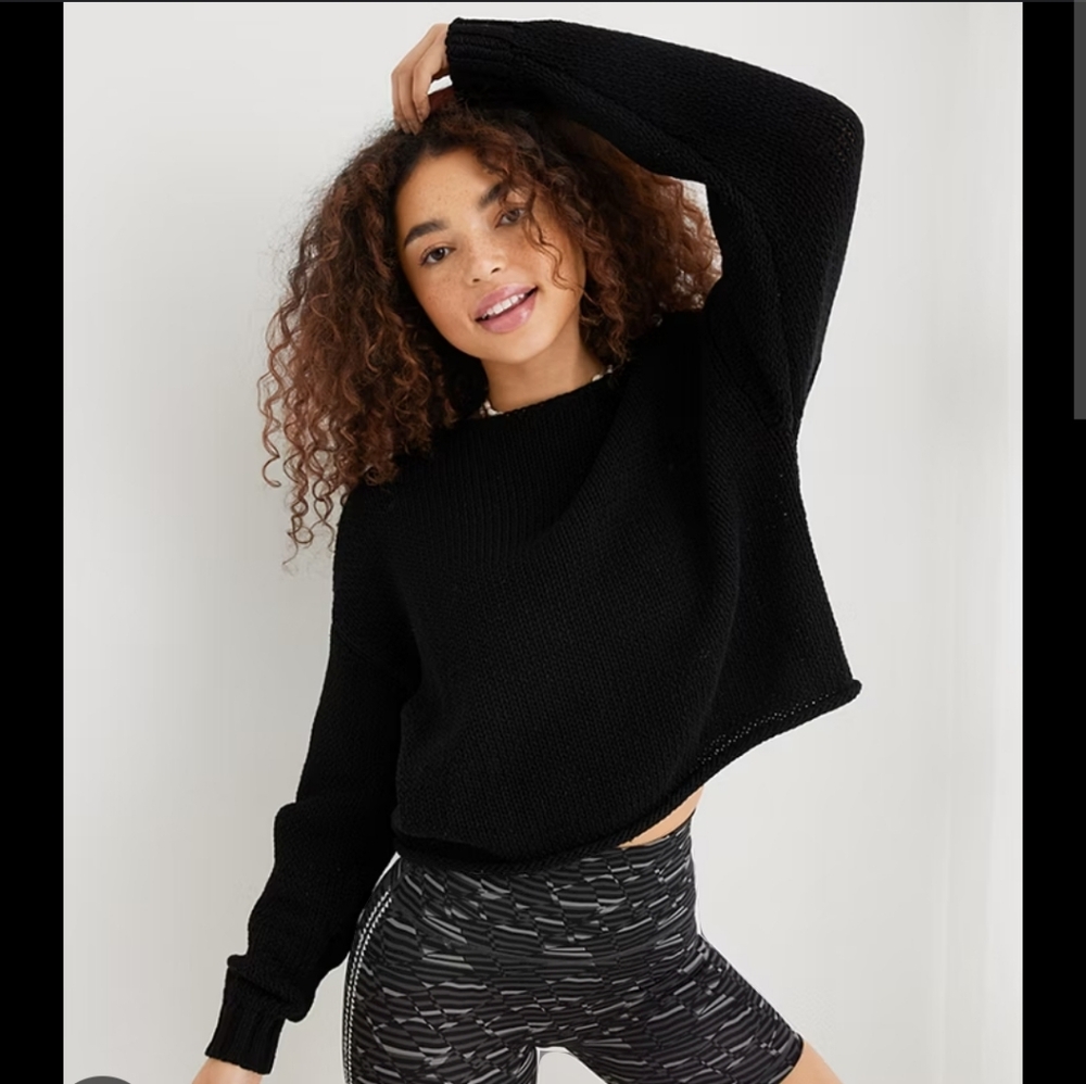Aerie Black Off The Shoulder Sweater